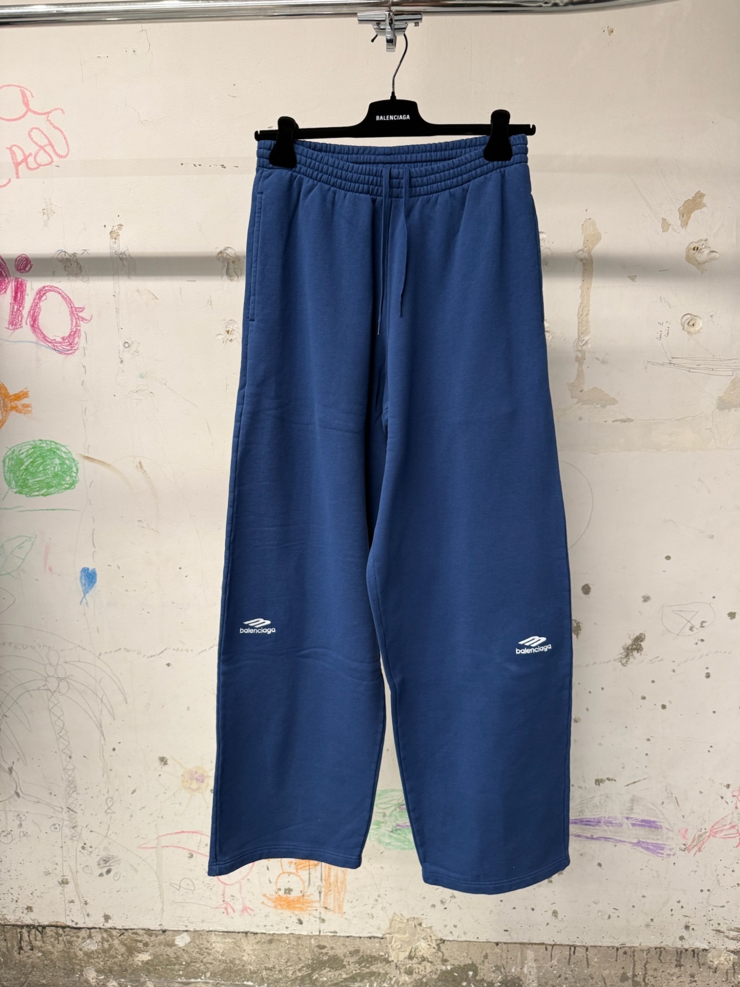 Balenciaga Drawstring Sweatpants In Blue