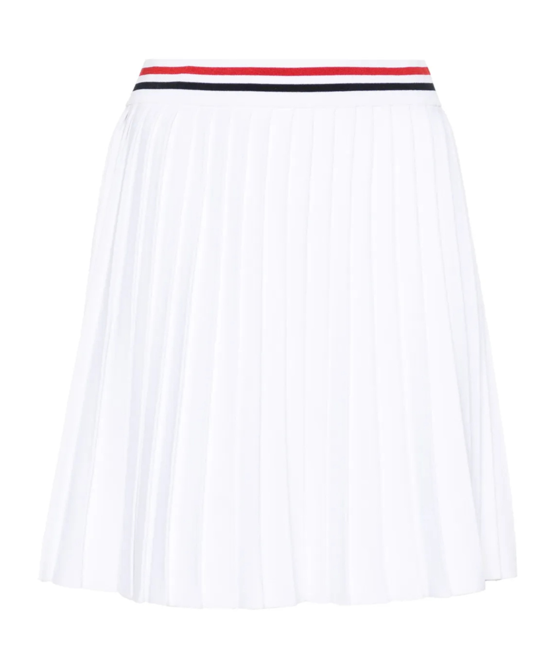 Thom Browne Rwb-stripe Pleated Miniskirt In White