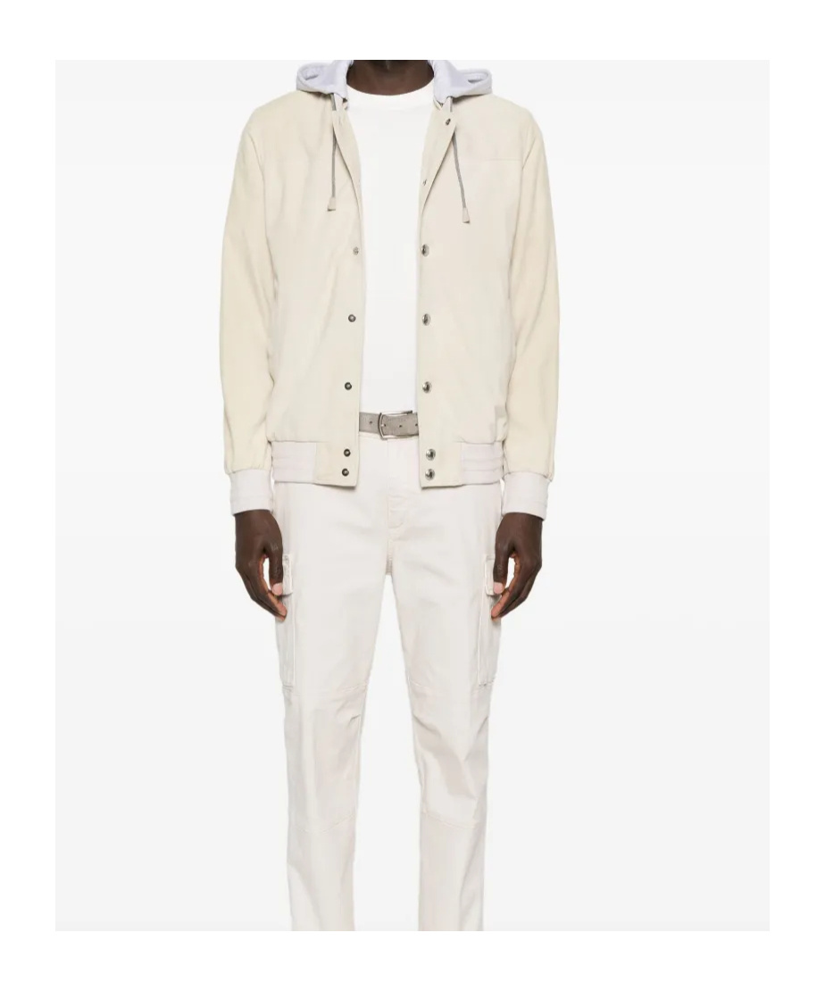 Eleventy Automatic Button Hooded Bomber Jacket