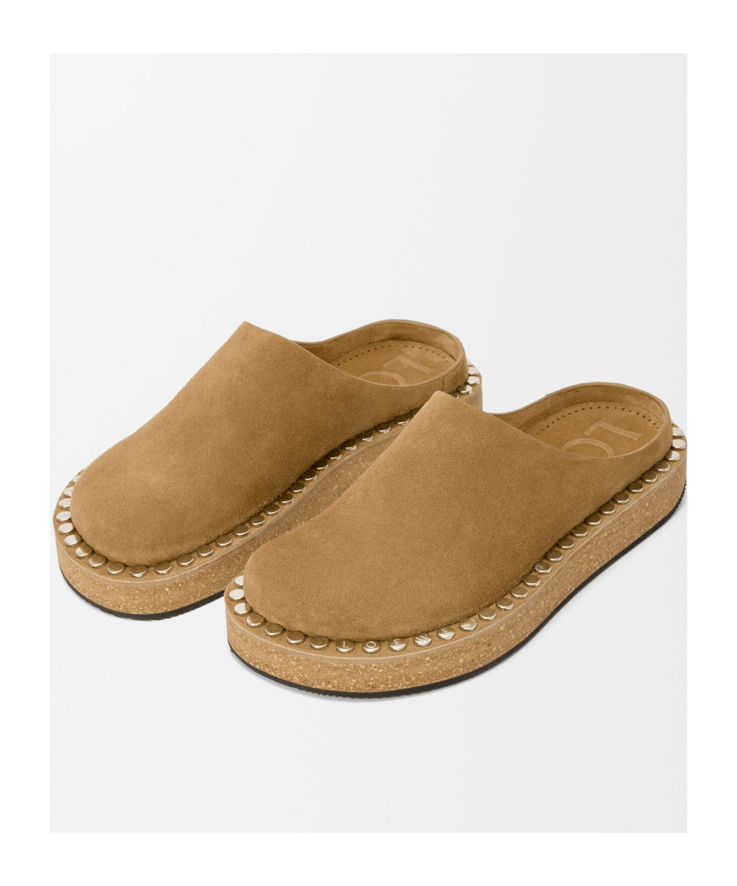 Loewe Rivet Suede Mules In Brown