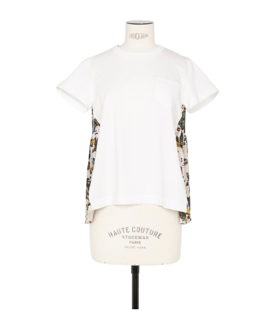 Sacai Plissé-details T-shirt In White