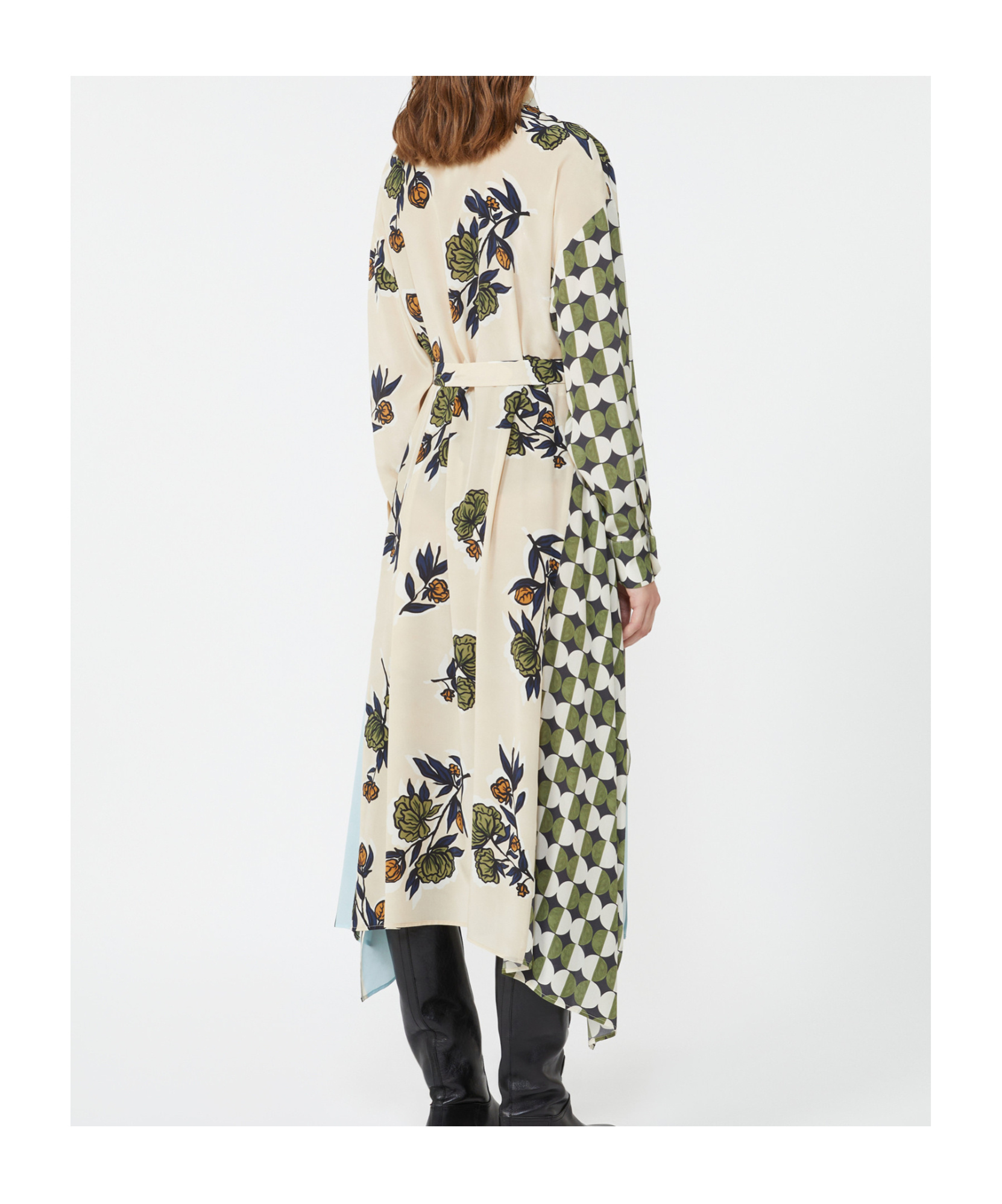 Weekend Max Mara Omens Beige Passo Printed Silk Midi Dress In Neutral
