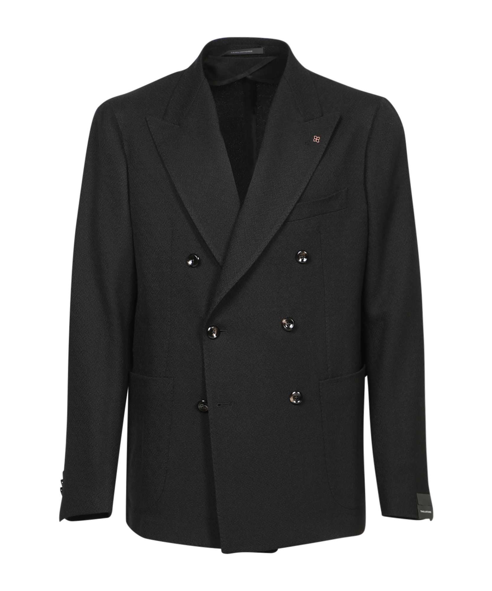 Shop Tagliatore Logo Plaque Double-breasted Blazer In Black