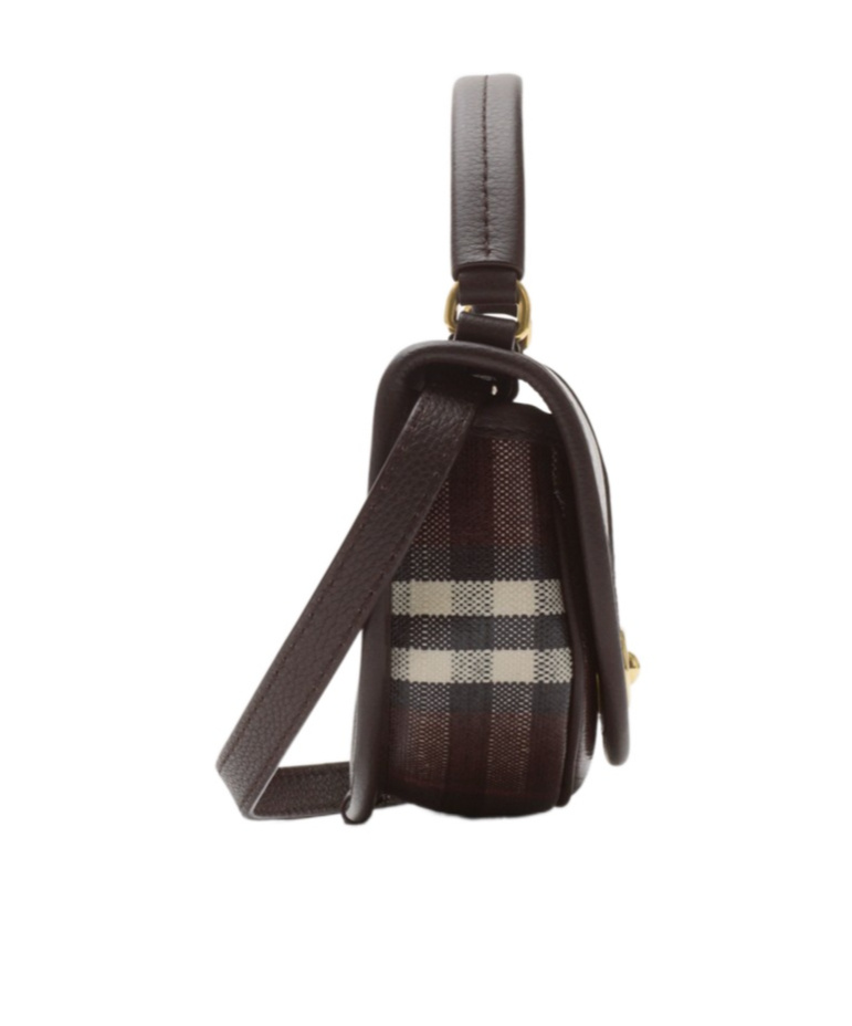 Burberry Womens Mahogany Highlands Check Cotton-blend Cross-body Bag In Brown