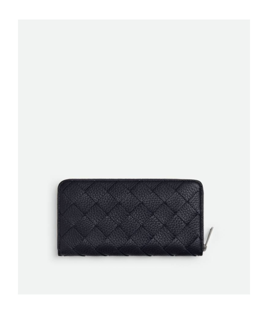 Bottega Veneta Intrecciato Zip Around Wallet In Black
