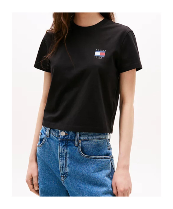 Tommy Hilfiger Back Flag Logo T-shirt In Black