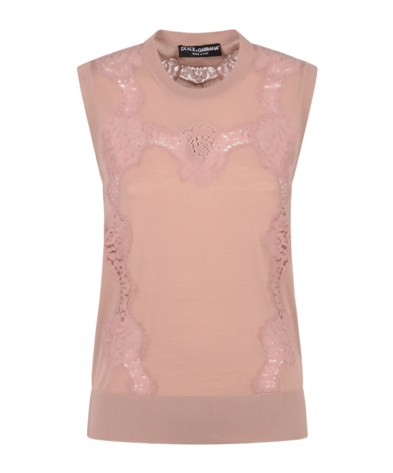 Dolce & Gabbana Lace Detailing Vest In Pink