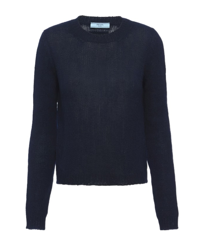 Prada Cashmere Crewneck Knitwear F 5 In Blue