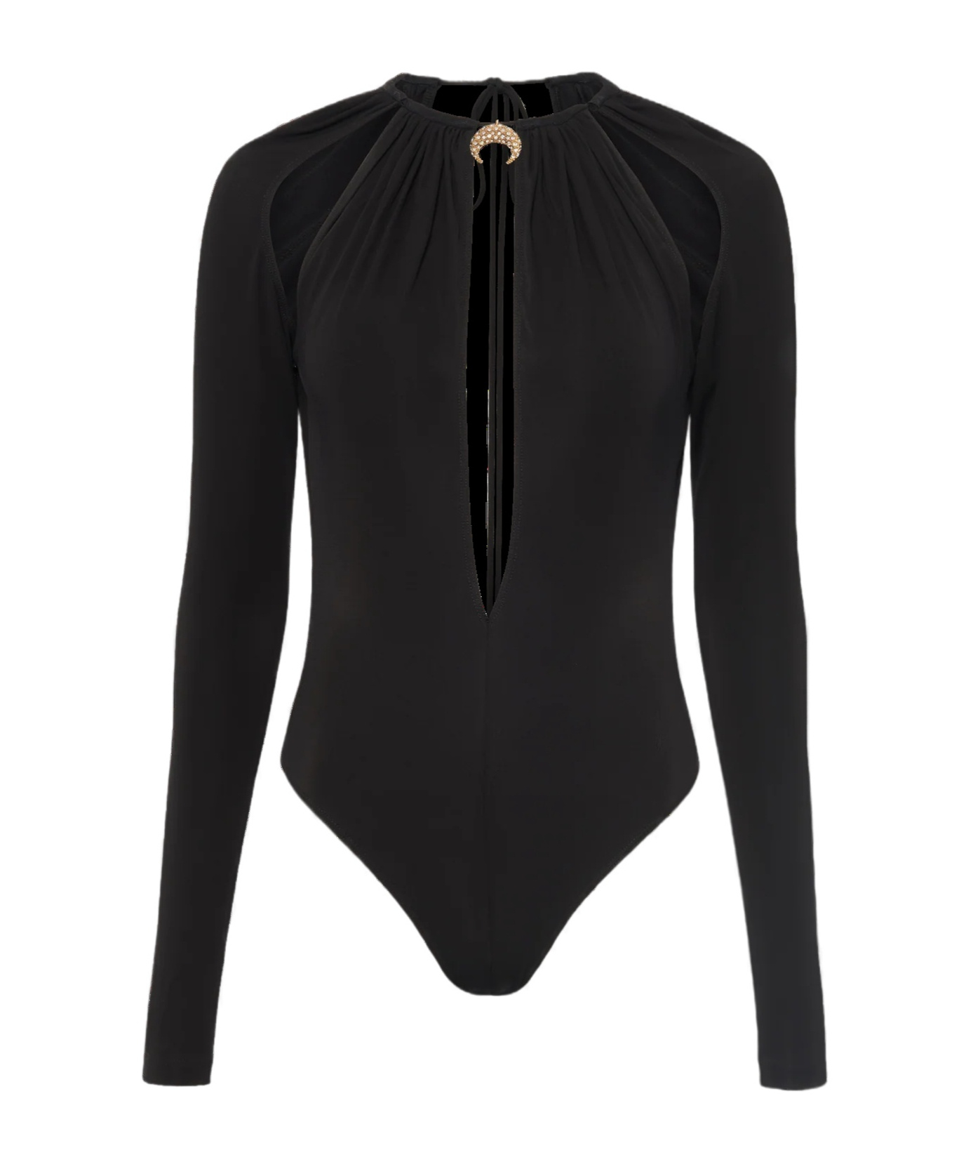 Marine Serre Black Stretch Viscose Bodysuit In Black