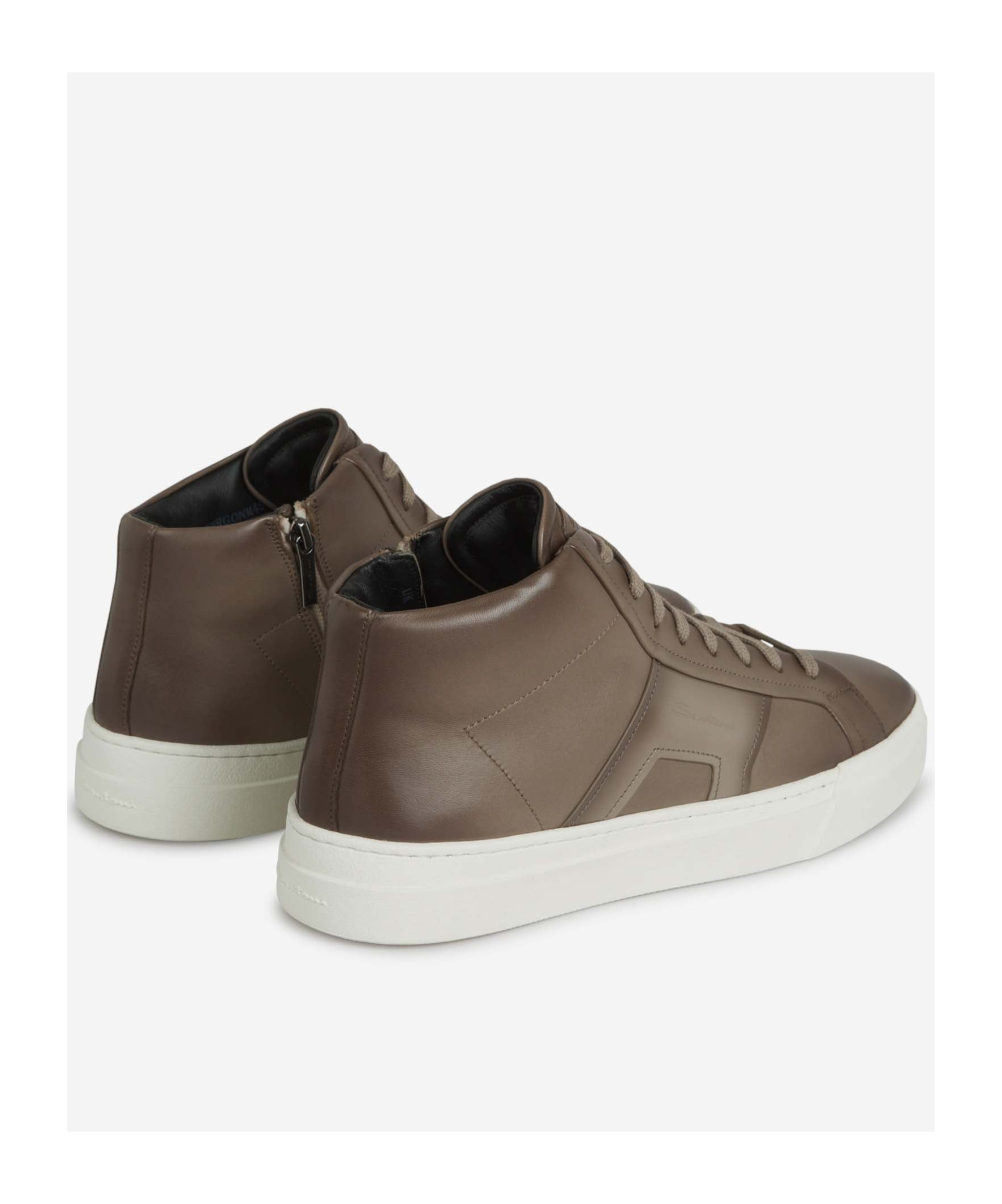 Santoni Logo-print High-top Sneakers In Brown