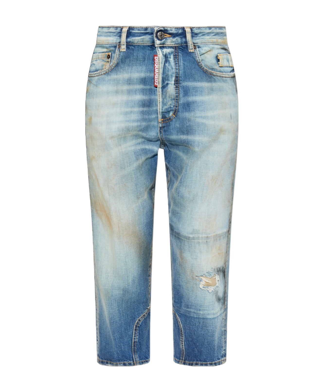 Dsquared2 Distressed Cropped Jeans In Blue