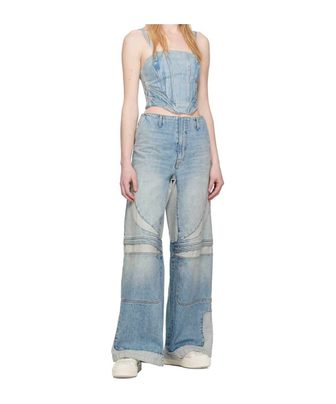 Amiri Ruffled Detail Denim Sling In Blue