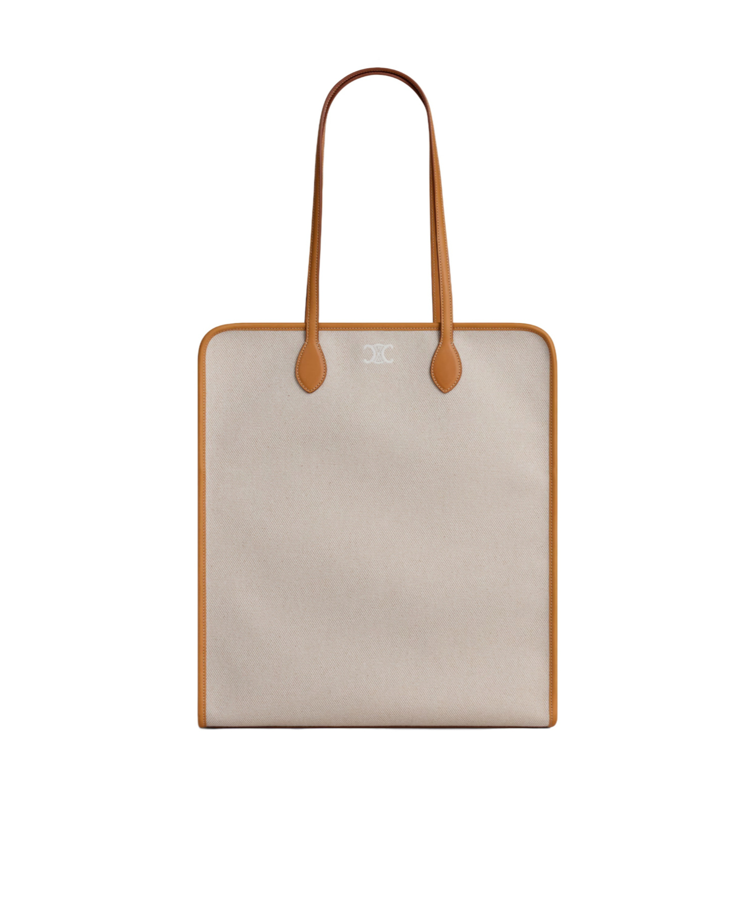 Celine Tall Cabas In Textile And Calfskin In Brown