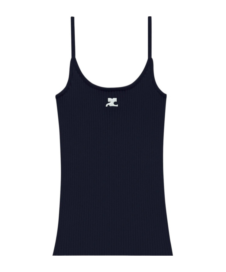 Shop Courrèges Reedition Rib Tank Top In Black