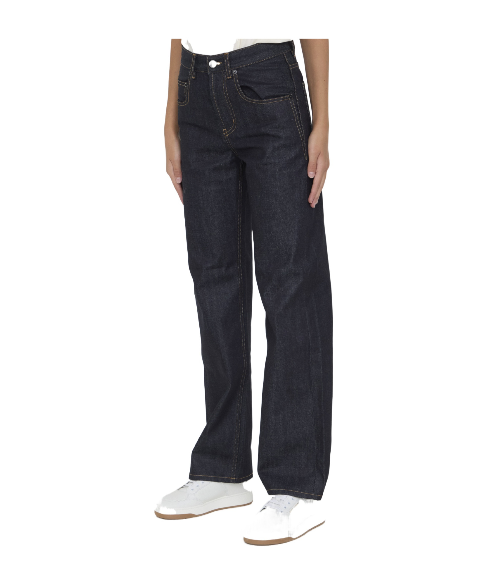 Saint Laurent Straight Leg Denim Pants In Black