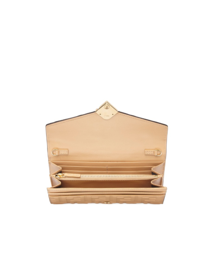 Fendi Ff Diamonds Chain Continental Wallet In Nude