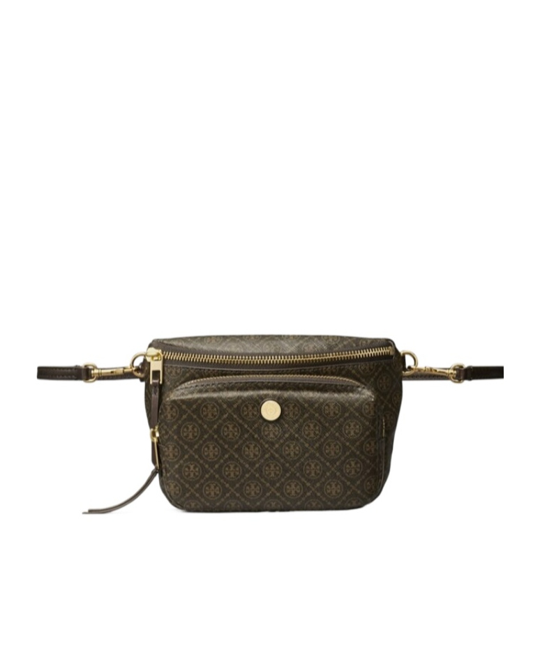 Tory Burch T Monogram Coated Canvas Mini Belt Bag In Brown