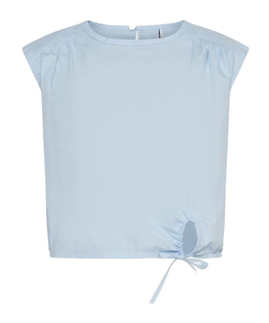 Marella Stretch Cotton Blouse - Light Blue In White