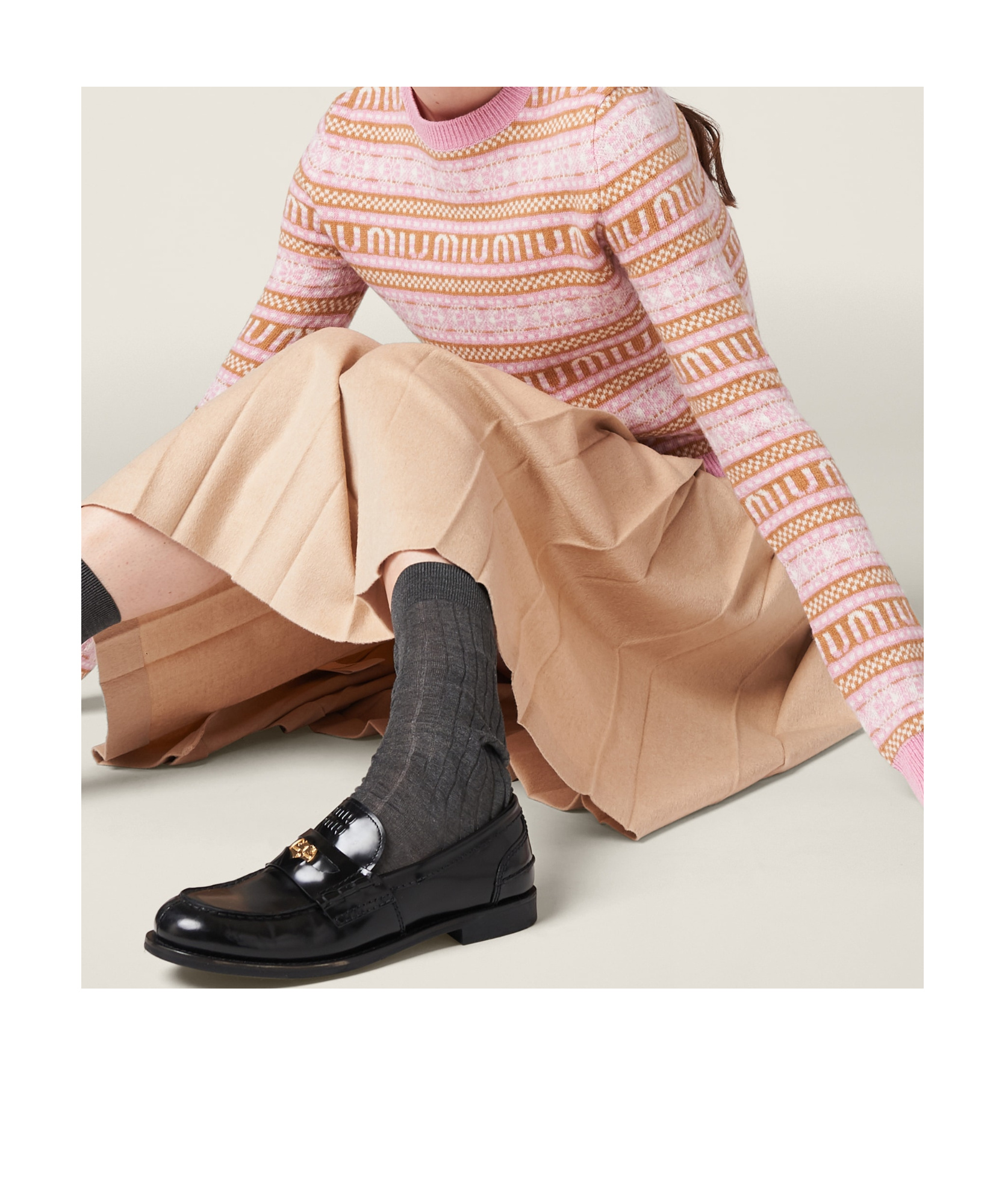 Miu Miu Intarsia-knit Virgin-wool Jumper In Pink