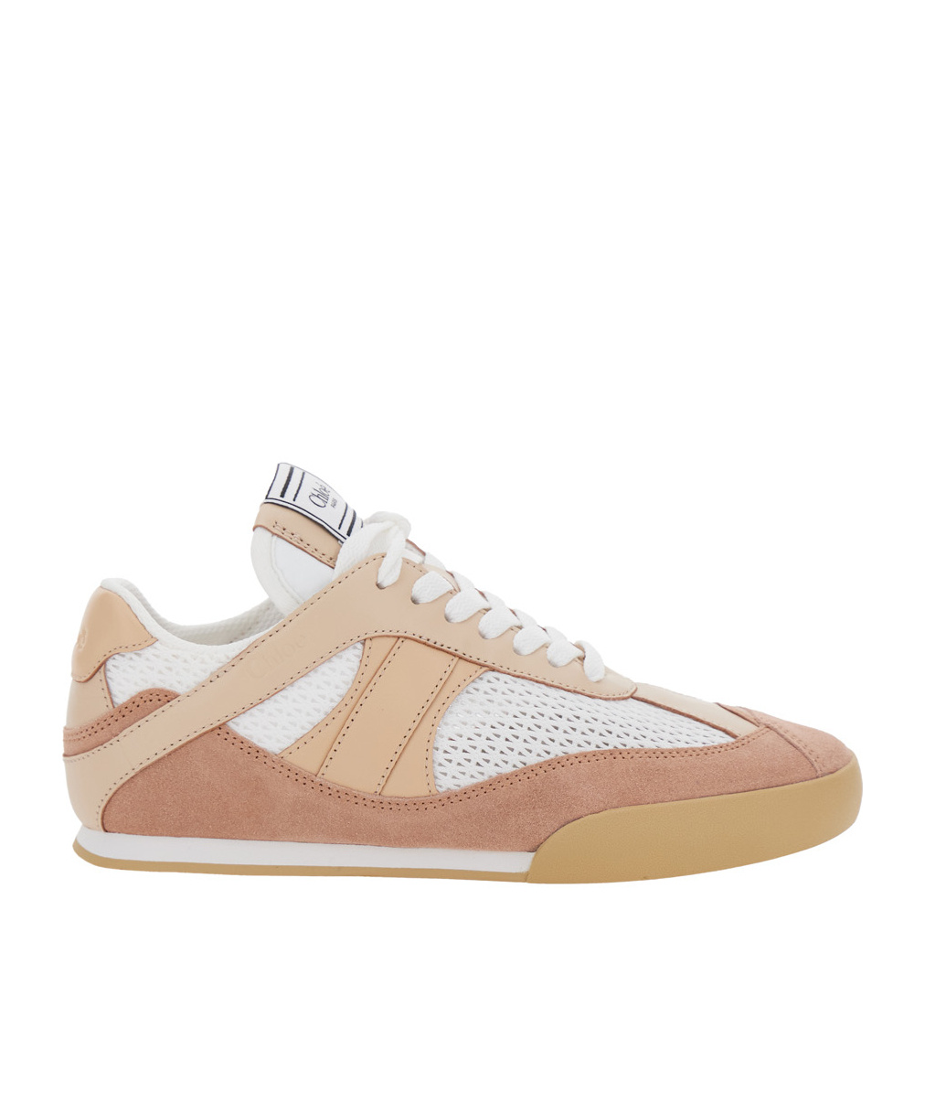 Chloé Kick Leather And Suede-trimmed Mesh Sneakers In Brown