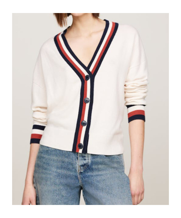 TOMMY HILFIGER STRIPED WOOL CARDIGAN 