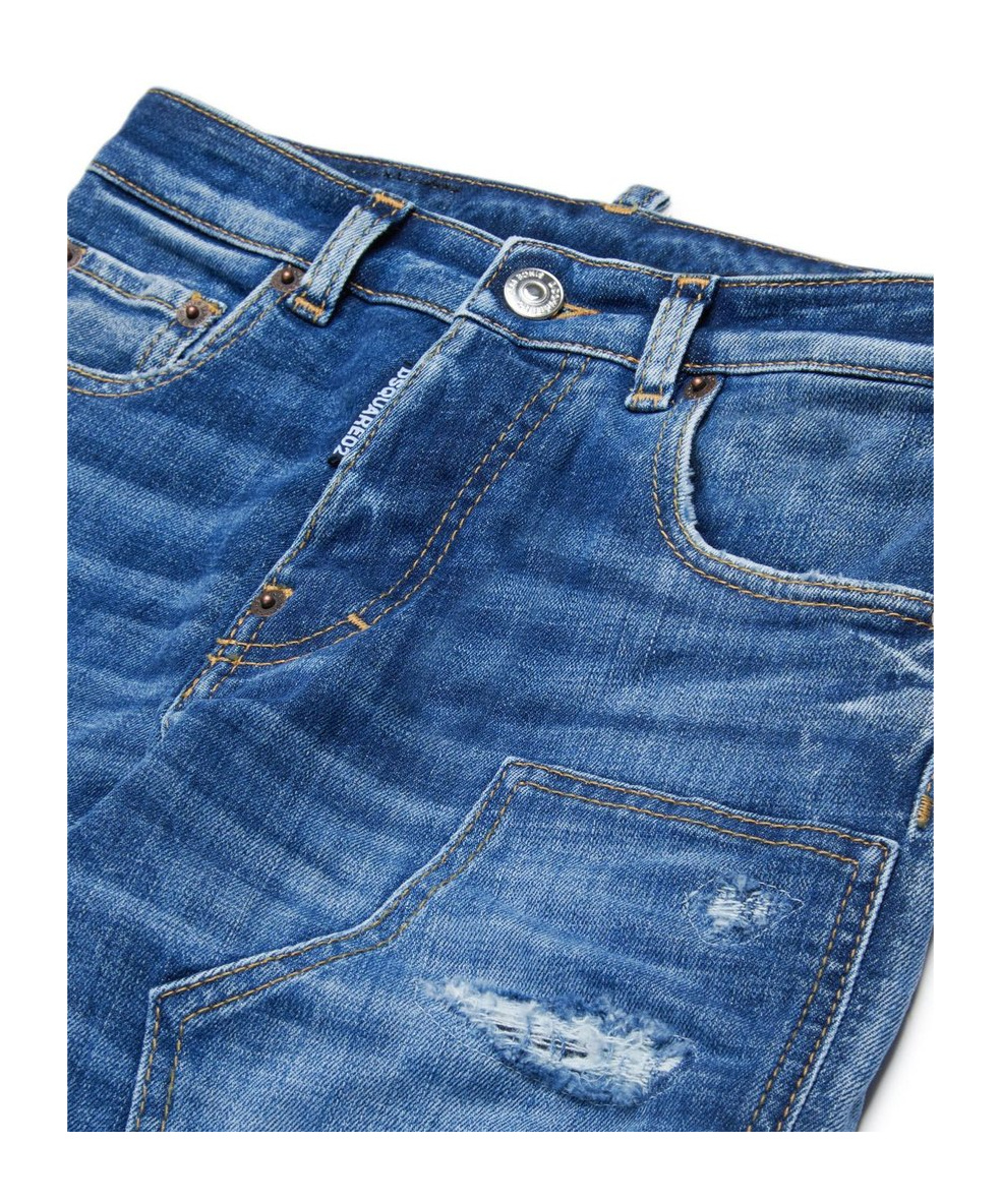 Dsquared2 Distressed Panelled Jeans In Blue