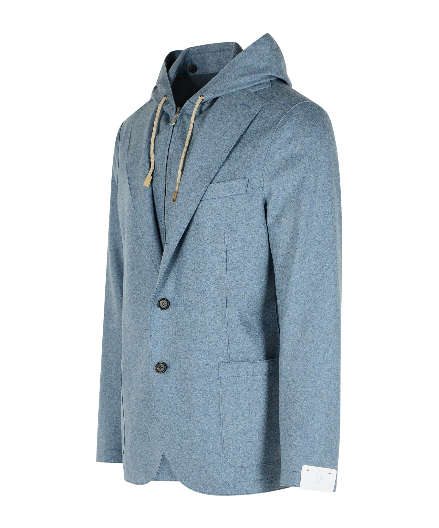Eleventy Single Breasted Hooded Jacket Sugar In Blue