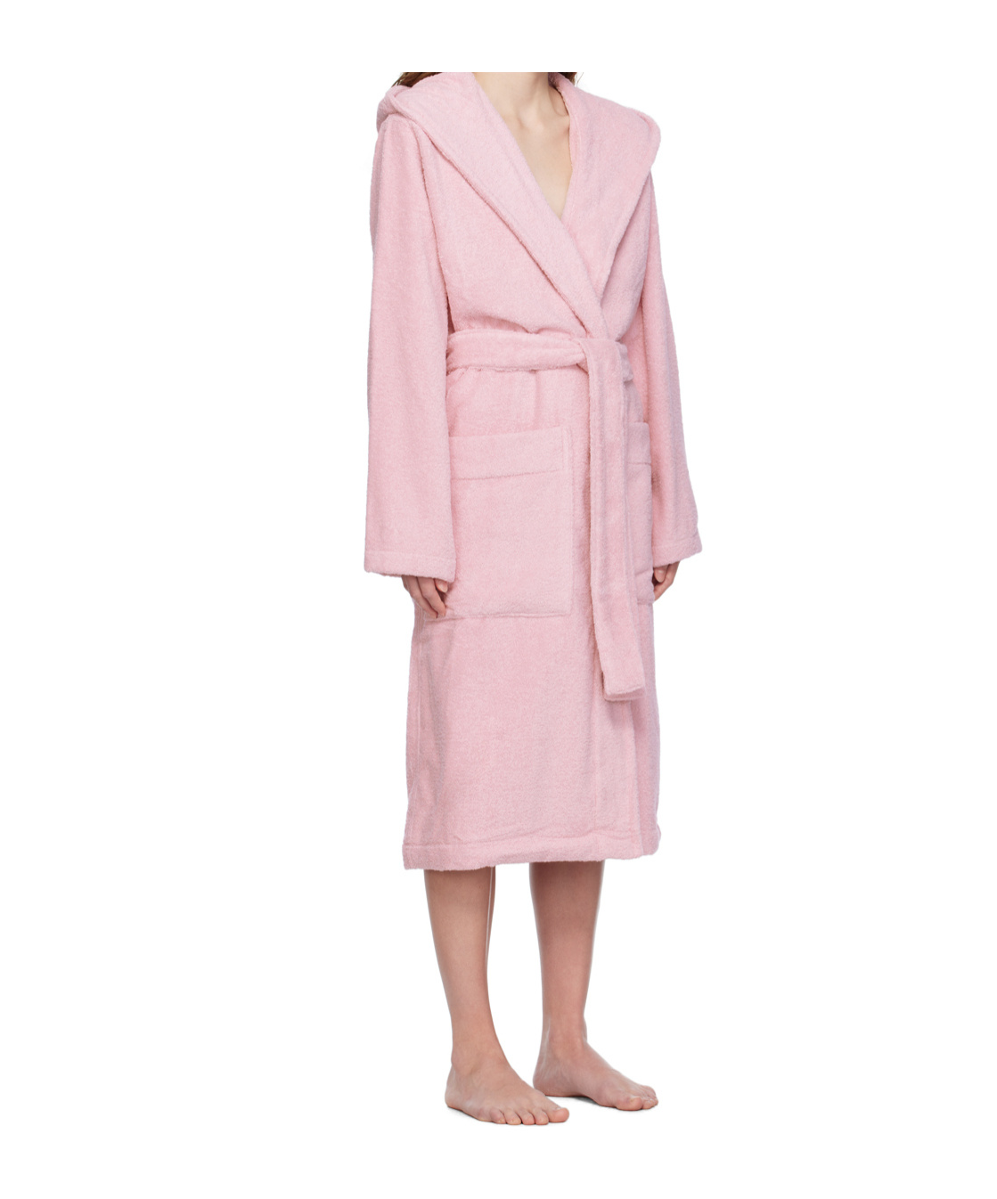 Tekla Organic Cotton Hooded Bathrobe In Pink