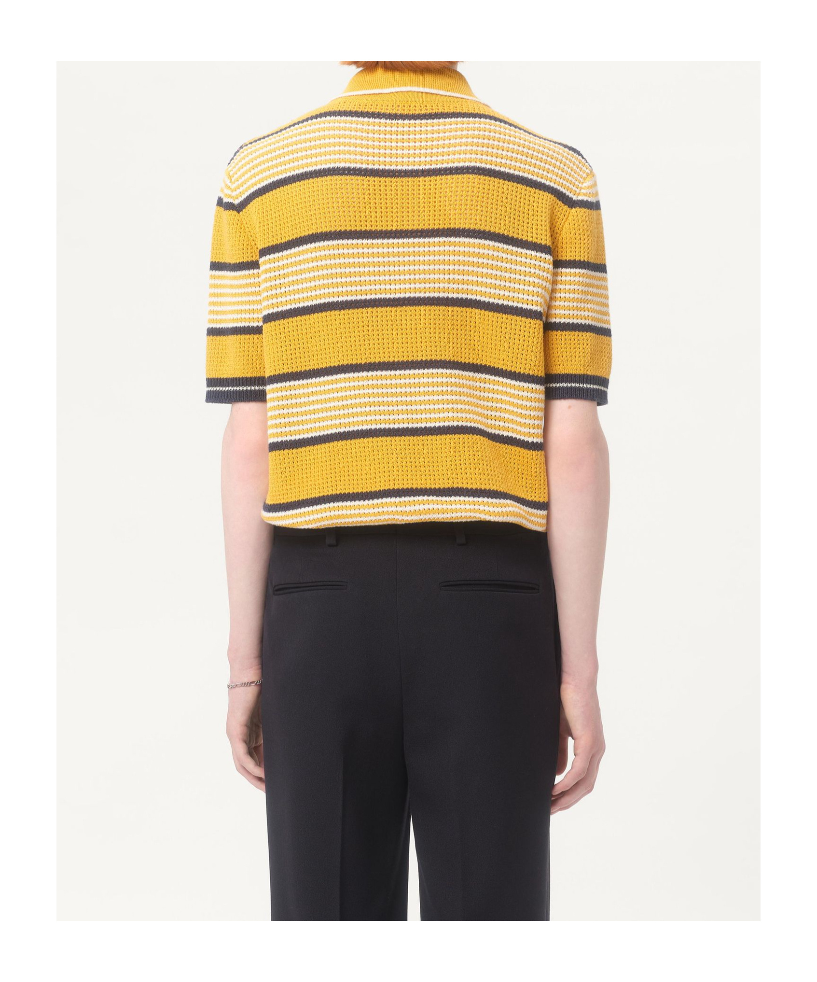 Valentino Long-sleeved Linen And Cotton Polo Shirt With Vg Patch
