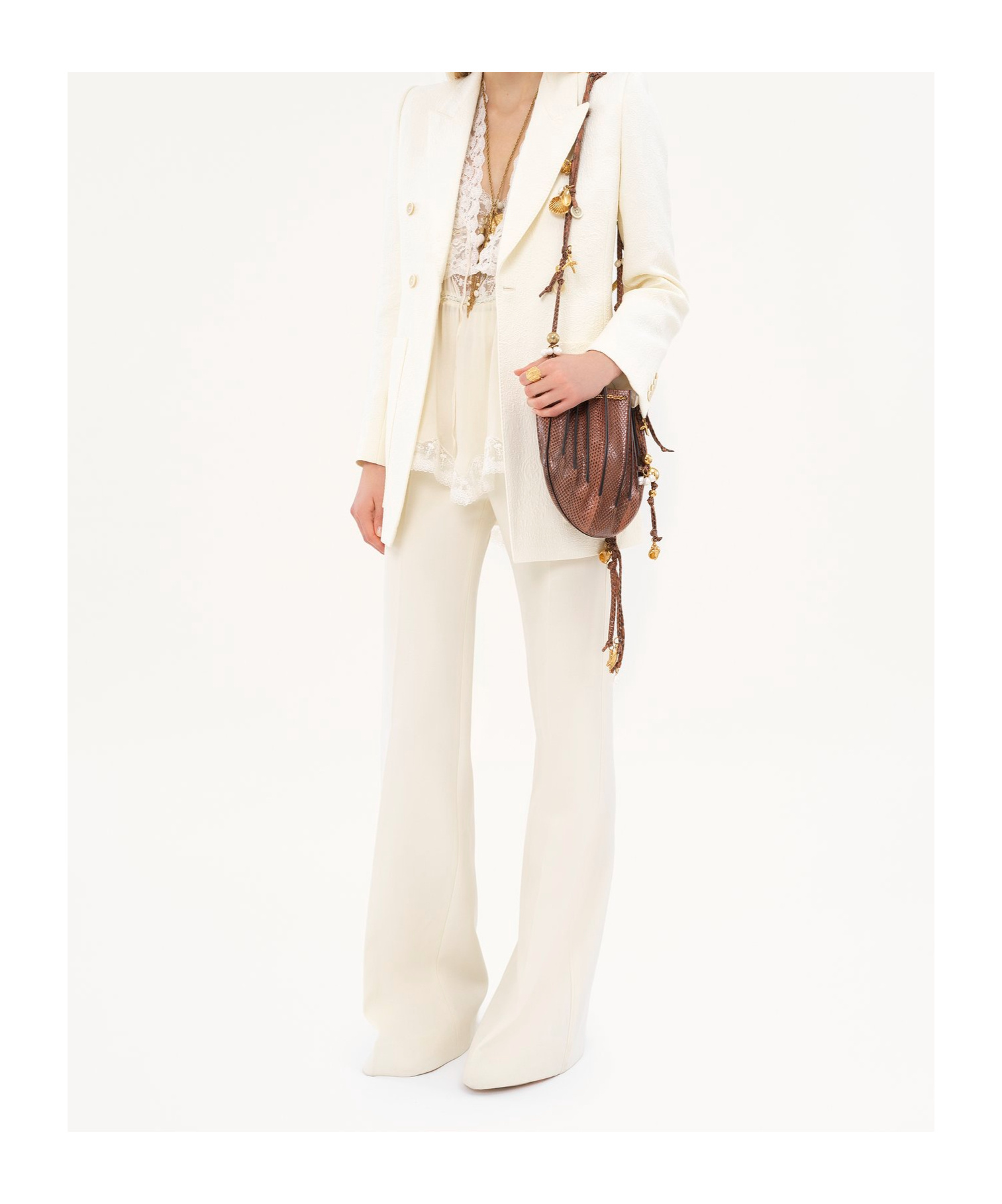 Chloé Belt-loop Casual Pants In Milk Color
