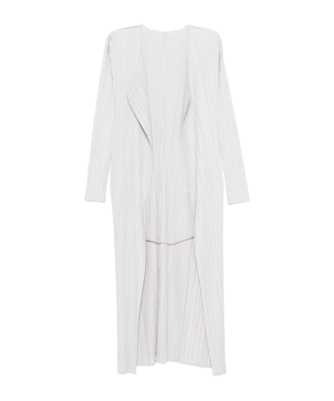 Issey Miyake Pleats Please  Pleated Long Cardigan In White