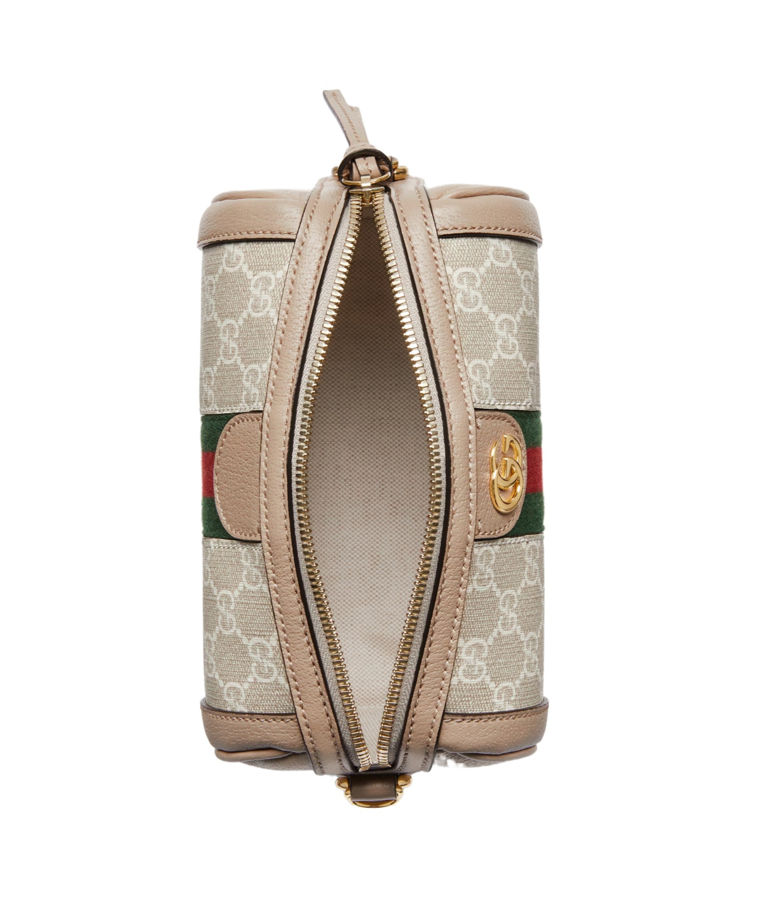 Gucci Brown Canvas Ophidia Mini Shoulder Bag In Nude