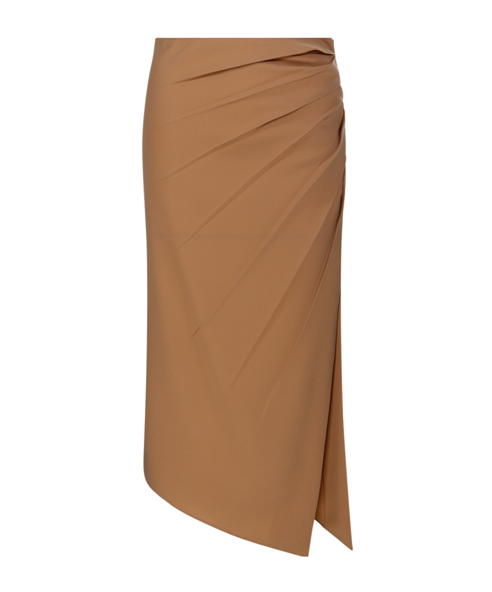 Max Mara Pleated Skirt In Brown