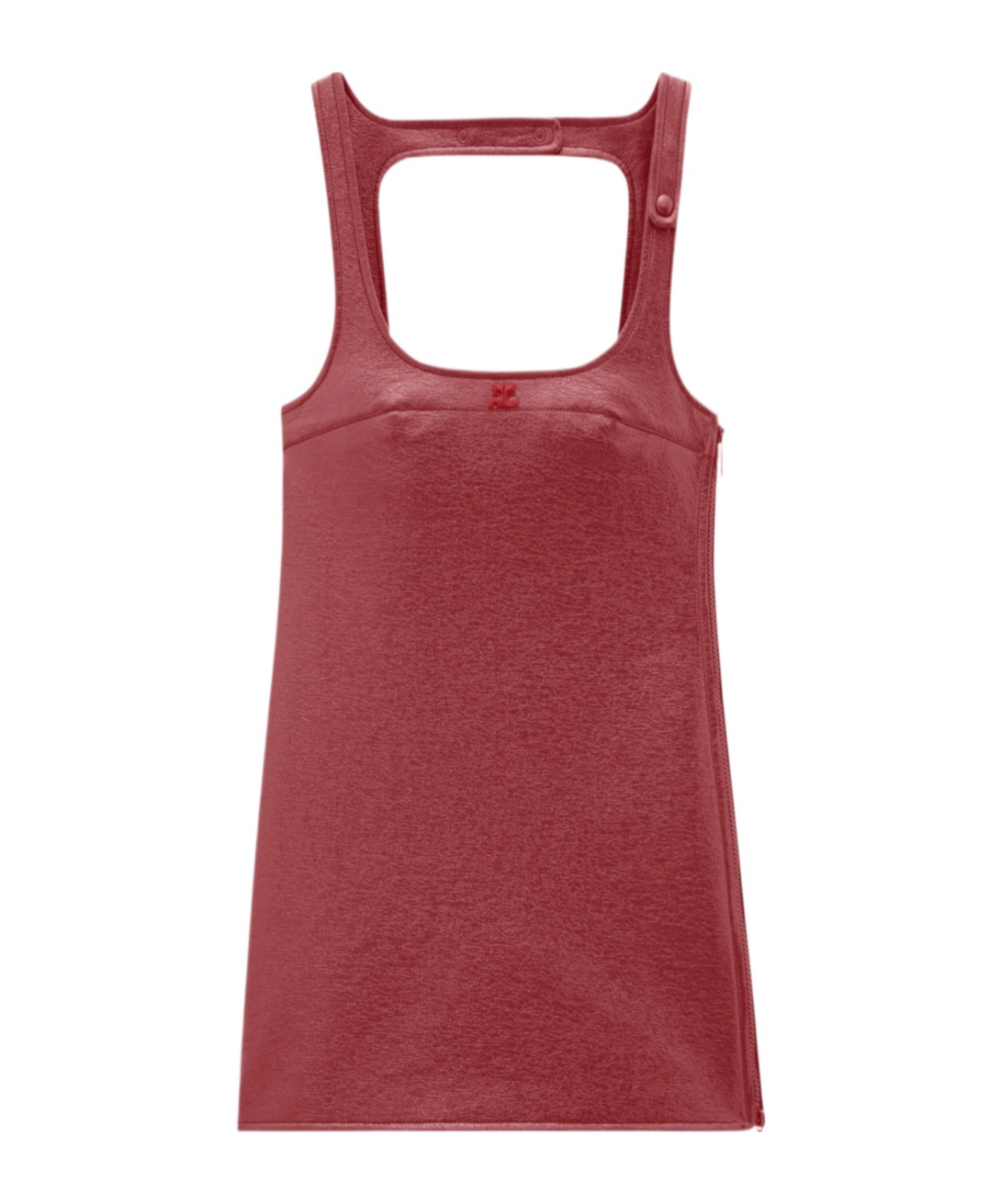 Courrèges Square Neck Shift Mini Dress In Red