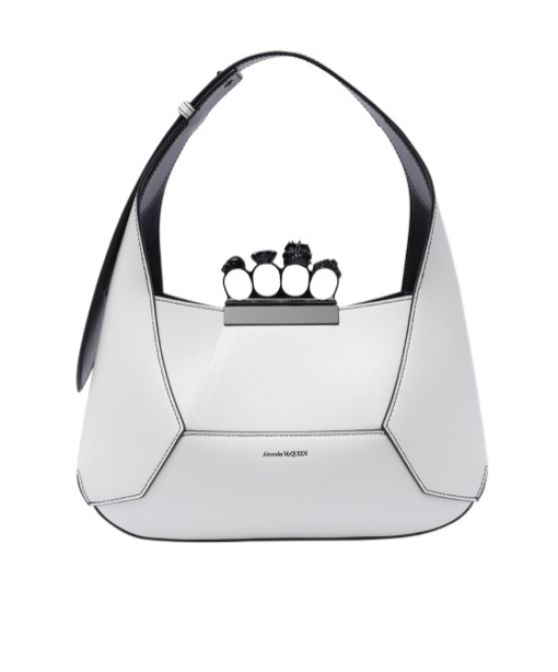 Alexander Mcqueen Leather Jewelled Top-handle Bag In White