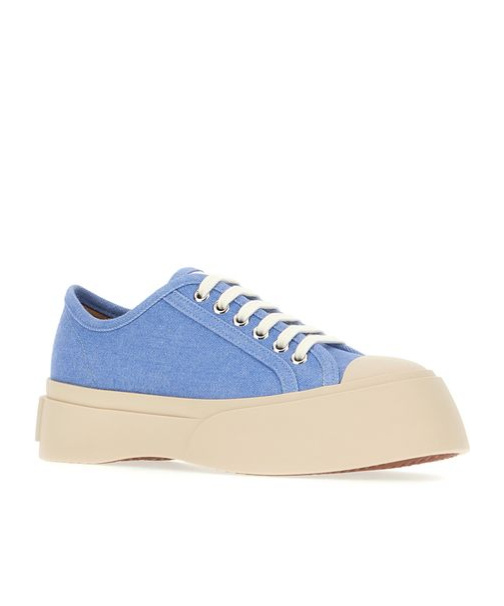 Marni Textured Blue Sneakers With Cream Sole In Blue