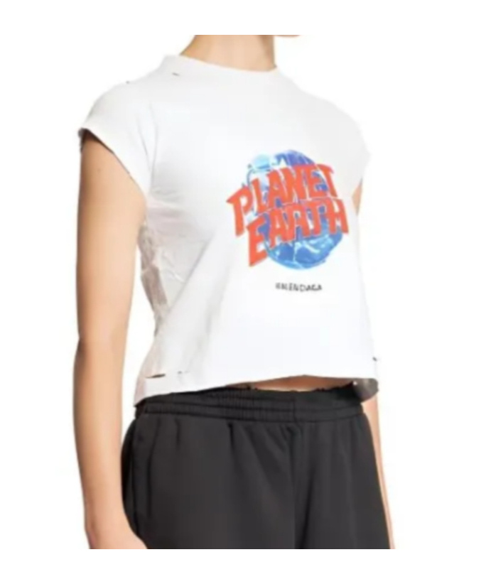 Balenciaga Planet Earth Shrunk T-shirt In White