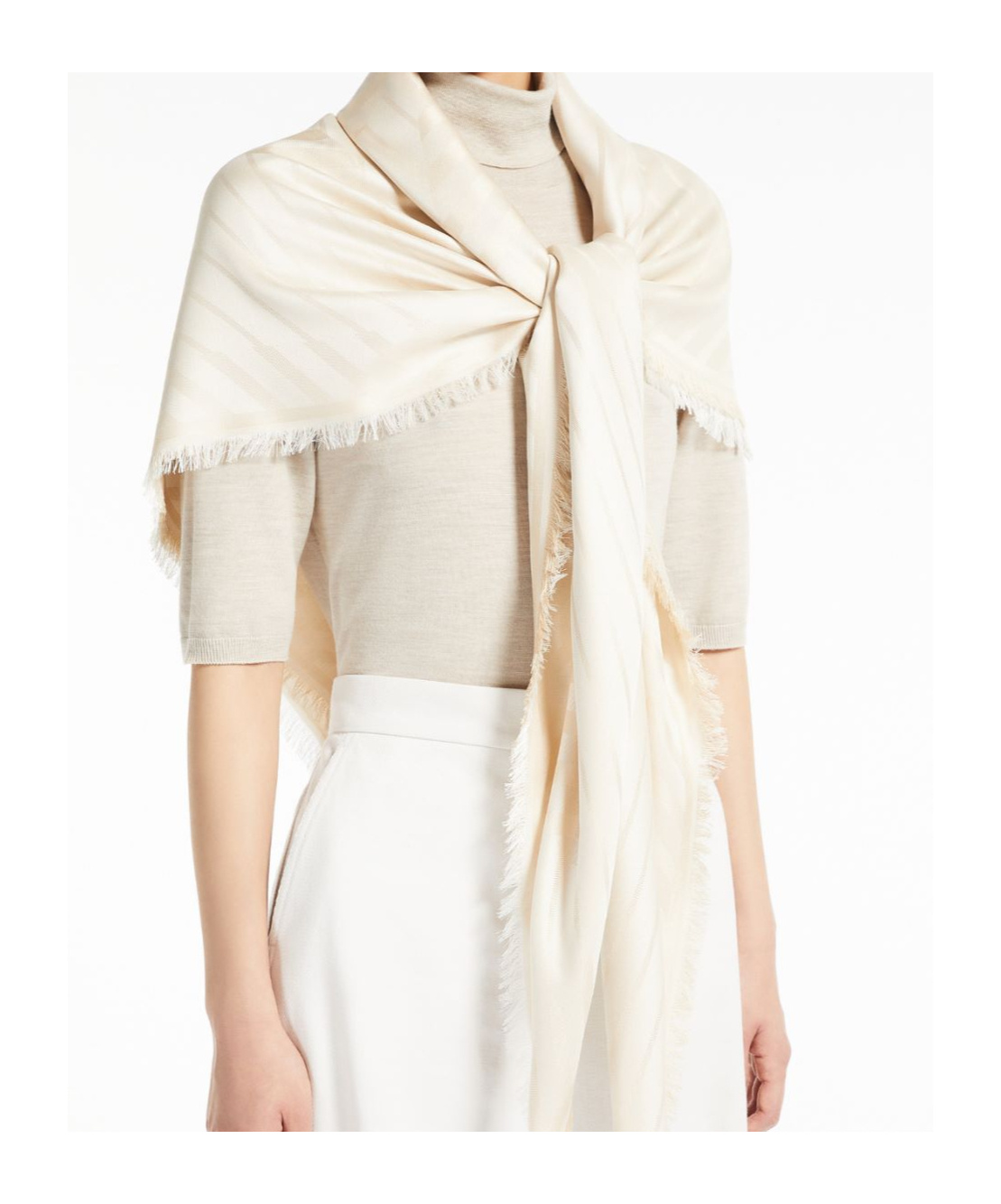 Max Mara Jacquard Silk Scarf In Nude