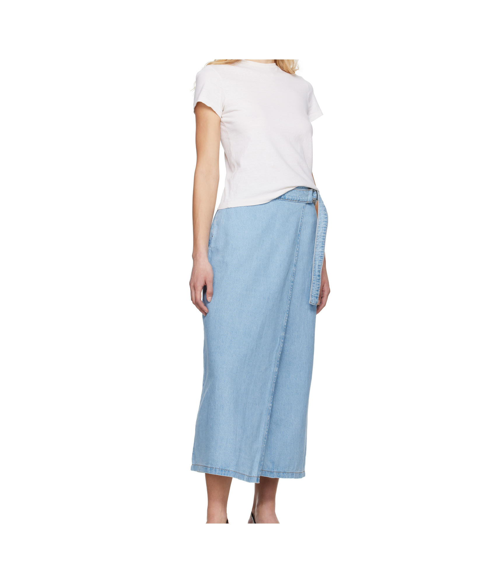 Levi's Blue Column Wrap Denim Maxi Skirt In Blue