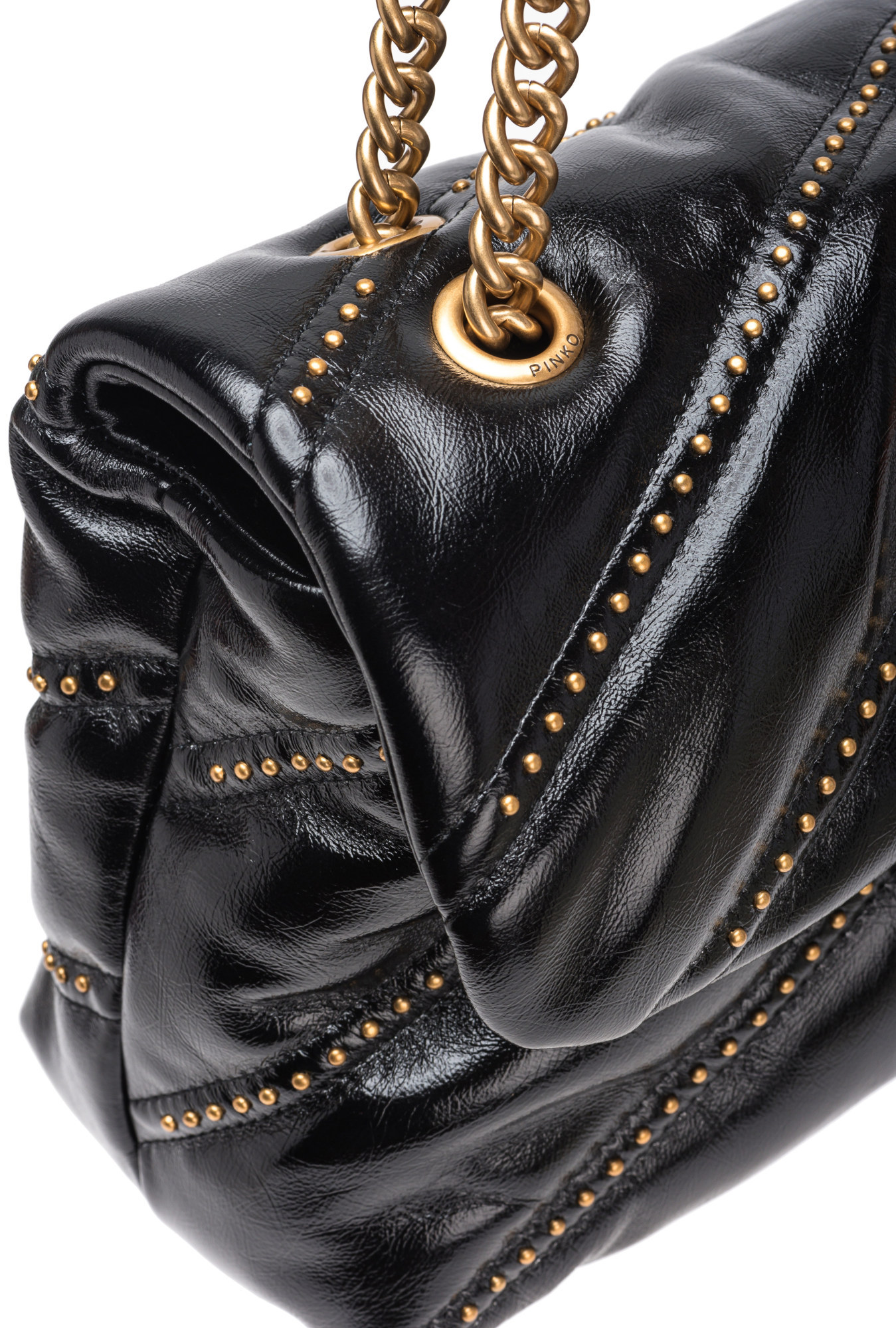 Pinko Love Puff Classic Cl Shiny Calf  Microstuds In Multicolor