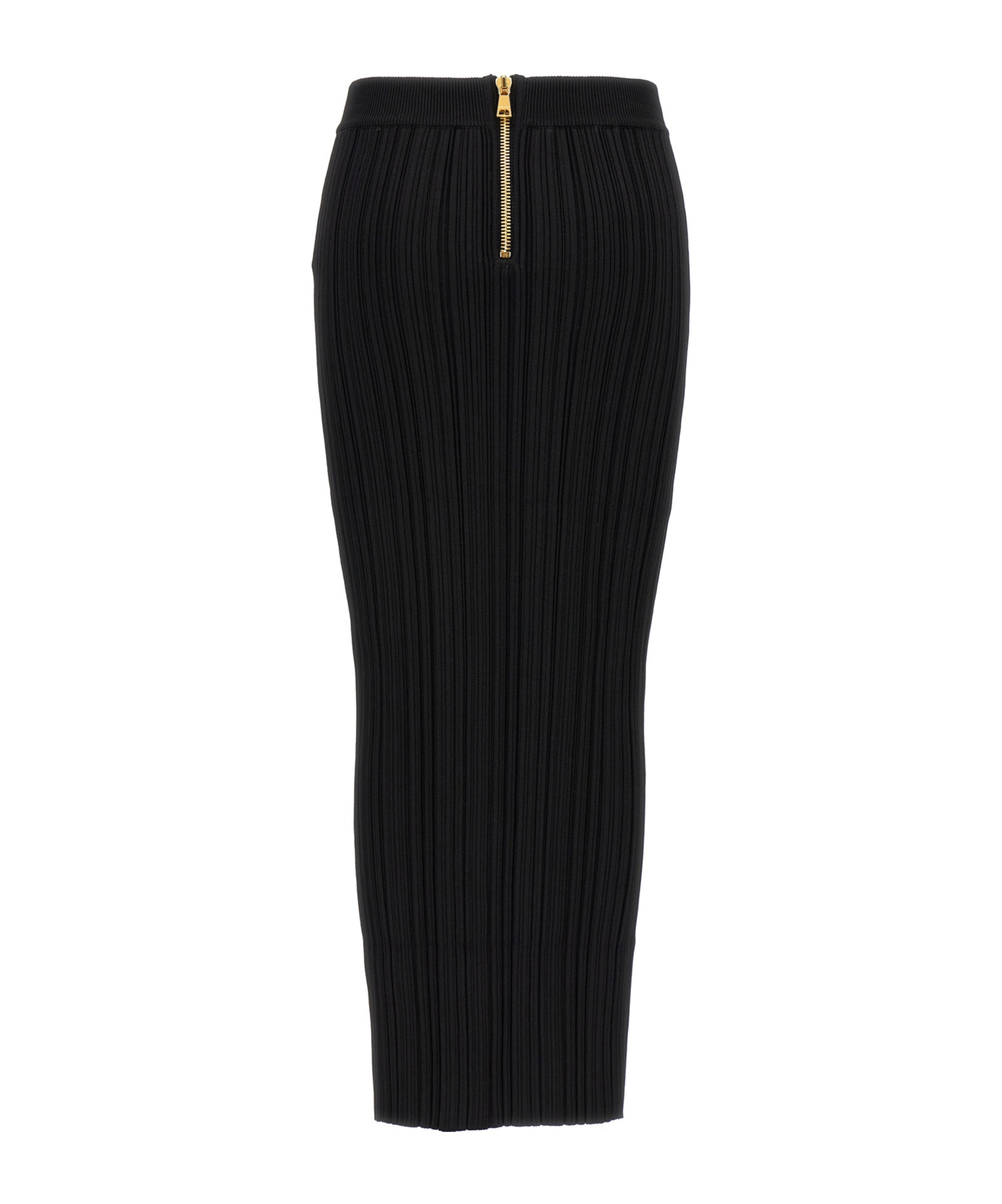 Balmain Pleated Midi Skirt Skirts Black In Black