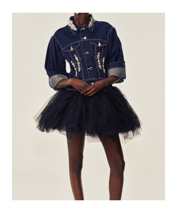 Simone Rocha Crystal-embellished Denim Jacket In Blue