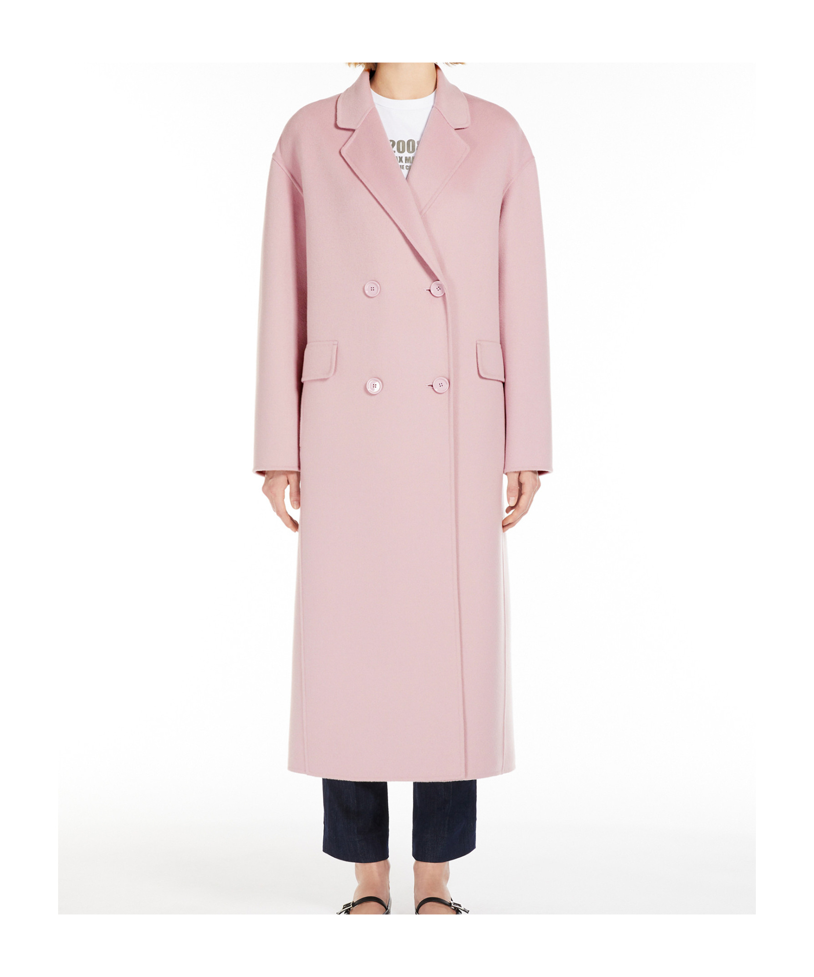 Max Mara Lapel Long-sleeved Coat In Pink