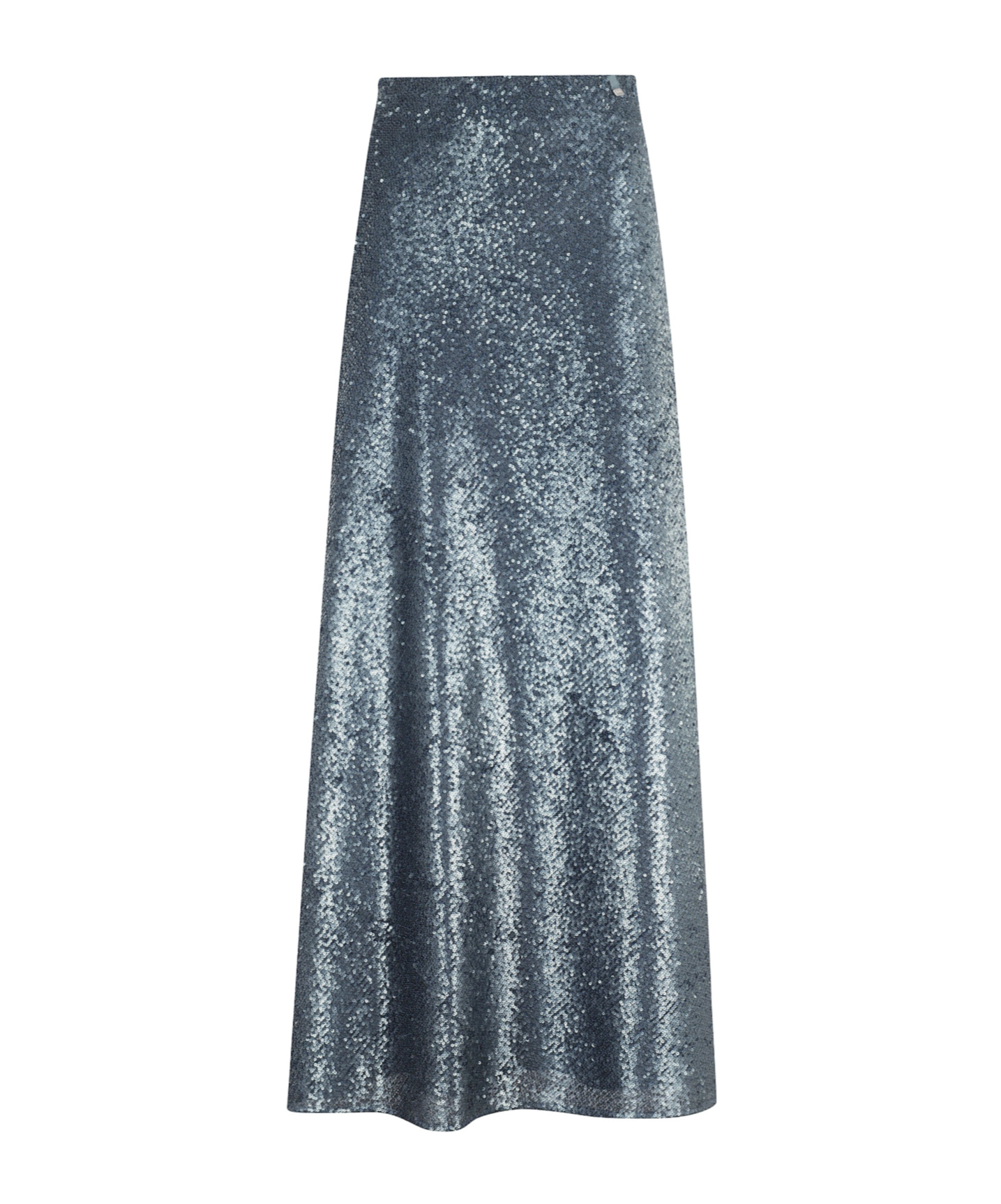 Herno Sequined Long Skirt With Elastic Waistband In Blue