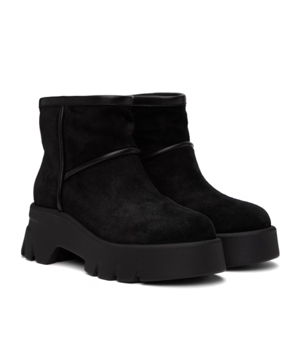 Shop Gianvito Rossi Round Head Thick Sole Short Boots In Black