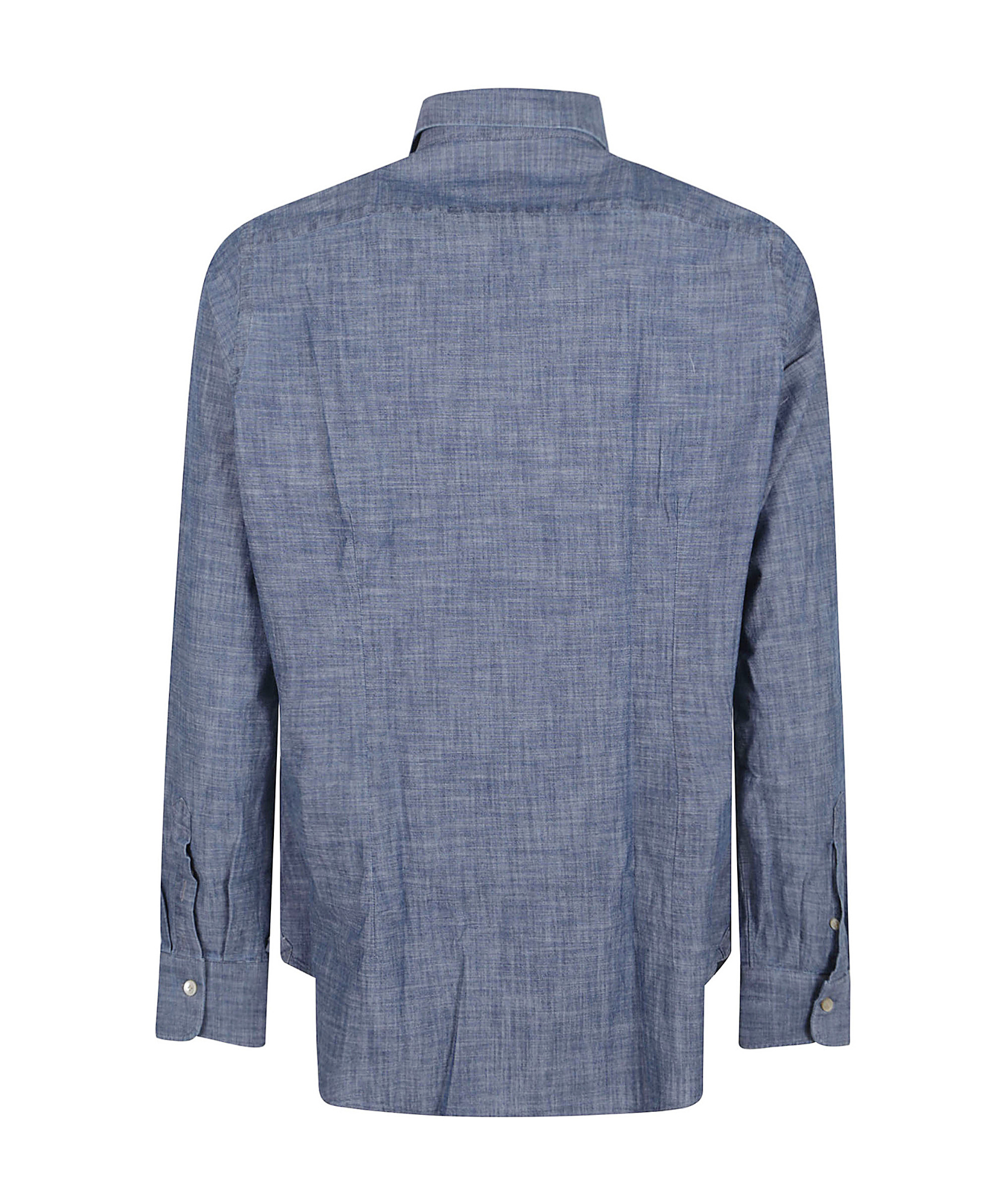 Eleventy Lightweight Denim French Collar Shirt In Gray