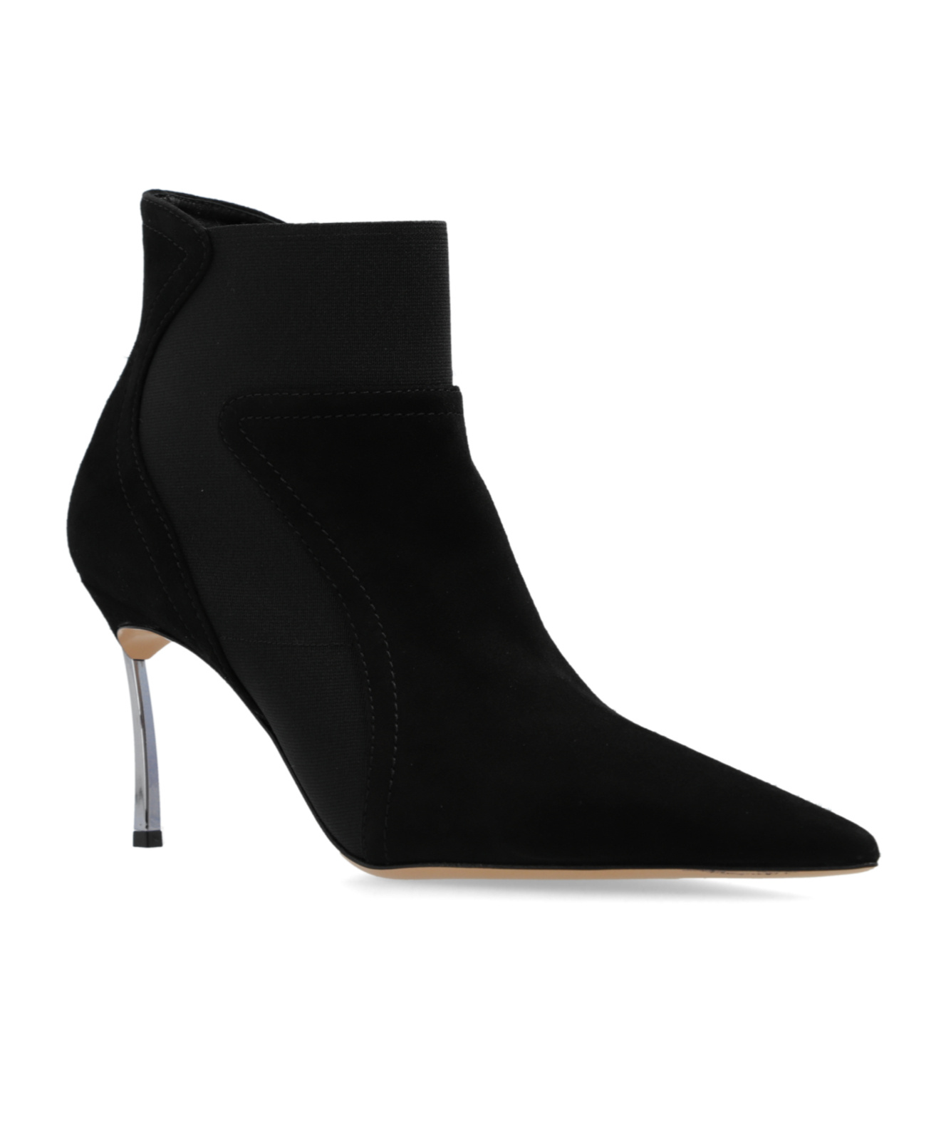 Casadei Pointed-toe Suede Ankle Boots In Black