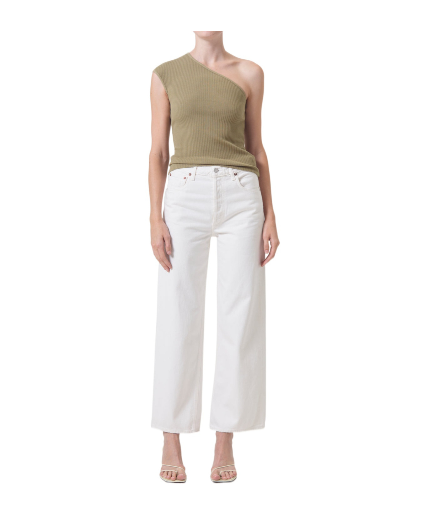 Agolde 90s Crop Mid Rise Loose Straight Jean In Element In White