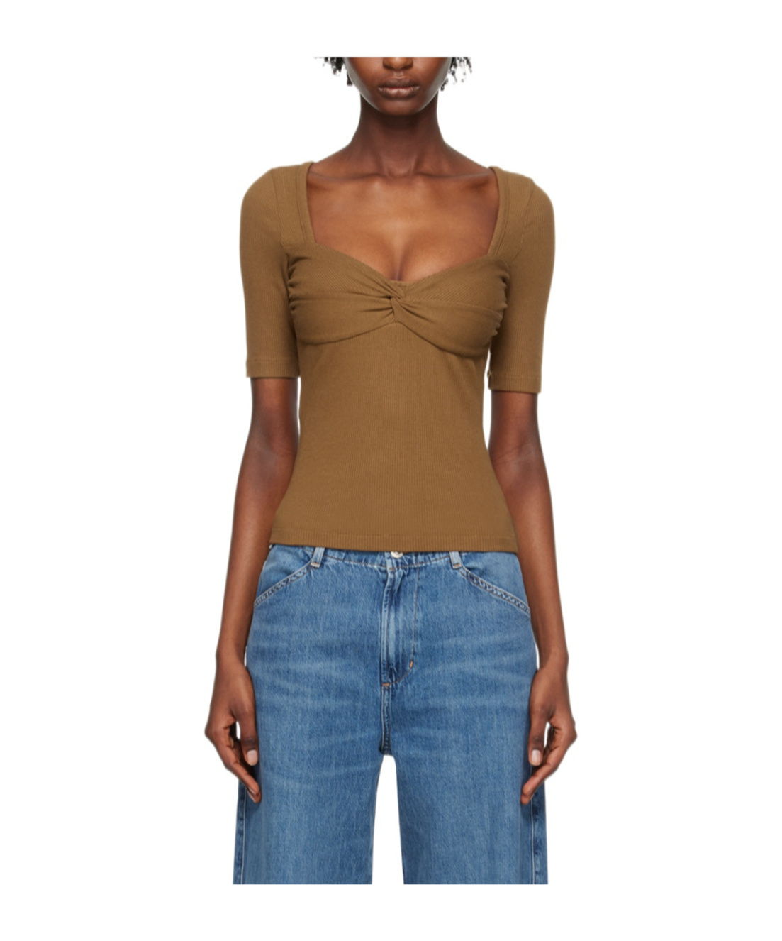 Citizens Of Humanity Short-sleeved Ribbed T-shirt In Brown