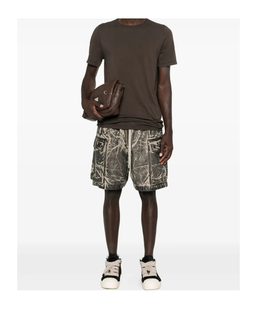 Rick Owens Drkshdw Short-sleeve Trailing-detail T-shirt In Brown